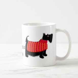 Zwarte Scottie Terrier Dog Oranje Name Persoonlijk Koffiemok