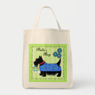 Zwarte Scottie Terrier Dog Persoonlijk Groen Tote Bag