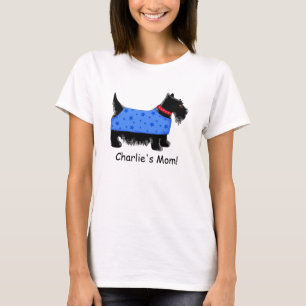 Zwarte Scottie Terrier Hond Blauwe Naam Gepersonal T-shirt