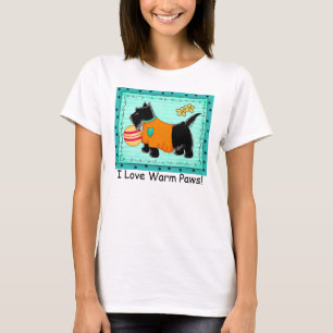 Zwarte Scottie Terrier Hond Turquoise Love Paws T-shirt