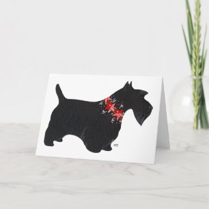 Zwarte Scottish Terrier Holiday Collar Feestdagen Kaart