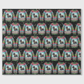 Zwarte Scotty Dog Lelijke Kersttrui Cadeaupapier (Vlak)