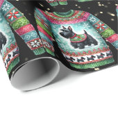 Zwarte Scotty Dog Lelijke Kersttrui Cadeaupapier (Rol Hoek)