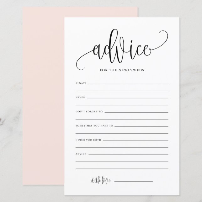 Zwarte Script Advies voor de Nieuwgetrouwden Huwel (Voorkant / Achterkant)