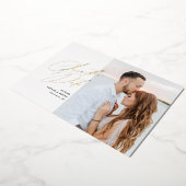 Zwarte Script Foto Save the Date Nep Folie Uitnodiging (Gedraaid)