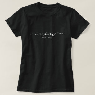 Zwarte Script Kids Namen Moeder T-Shirt