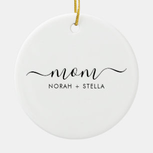 Zwarte Script Kinderen Namen Moeder Keramisch Ornament