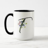 Zwarte Script Letter "T" Kleurrijke Wildflowers Mok (Links)