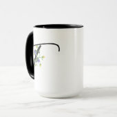 Zwarte Script Letter "T" Kleurrijke Wildflowers Mok (Voorkant links)