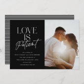 Zwarte Script Liefde Trouwfoto Wijzigingsdatum Aankondiging (Voorkant / Achterkant)