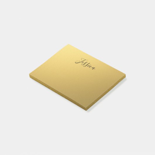 Zwarte Script-naam op gouden achtergrond Post-it® Notes (Schuin)