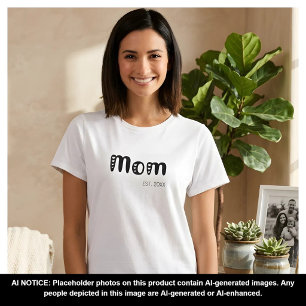 Zwarte Script Opgerichte Moeder Cute Hartjes T-shirt