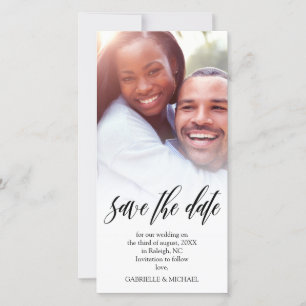Zwarte Script Overlay Save the Date Foto