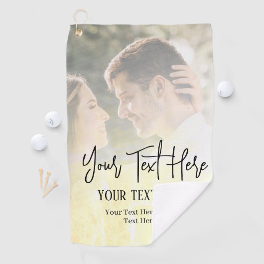 Zwarte Script-tekst met  foto Golfhanddoek (Insitu)