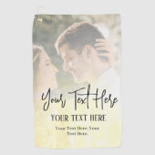 Zwarte Script-tekst met  foto Golfhanddoek (Voorkant)