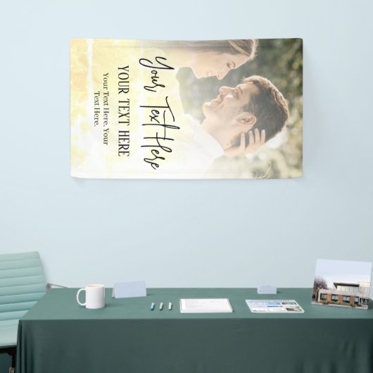 Zwarte Script-tekst met  fotobruiloft Spandoek (Beurs)