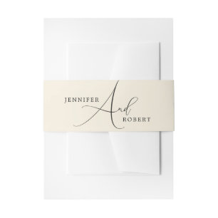 Zwarte Script-typografie op lichtbeige achtergrond Uitnodigingen Wikkel