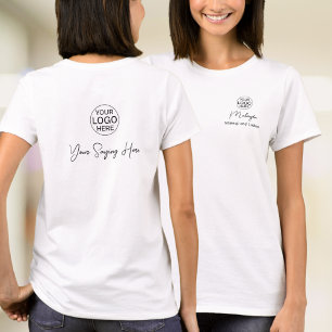 Zwarte Script Werknemersnaam Zakelijk Logo Make-up T-shirt