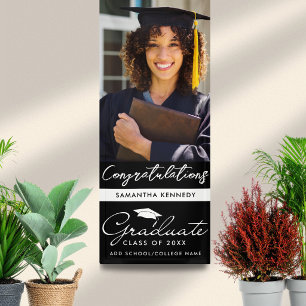 Zwarte Senior Foto 2026 Afstudeer Verticaal Spandoek