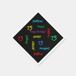 Zwarte servetten, 75e verjaardagsfeest met herhale servet