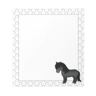 Zwarte Shetlandpony Schattige Cartoon Illustratie Notitieblok