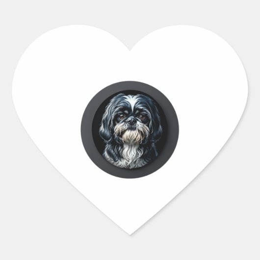 zwarte shih tzu hart sticker (Voorkant)