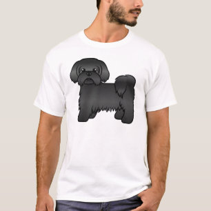Zwarte Shih Tzu Schattige Cartoonhond Illustratie T-shirt