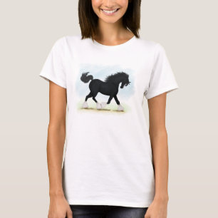 Zwarte Shire paard met bles en sokken T-shirt