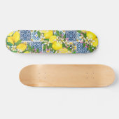 Zwarte Siciliaanse Tegels Citrus Lemons Skateboard (Horizontaal)