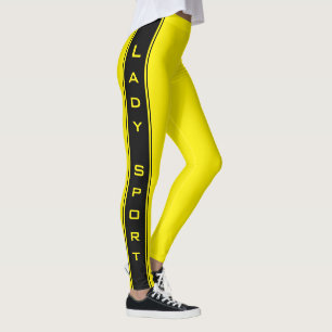 Zwarte Side Stripe Gele Leggings of Kies Kleuren