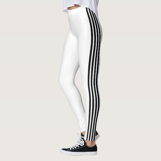 Zwarte Side Stripe Witte Leggings Aangepaste kleur (Links)