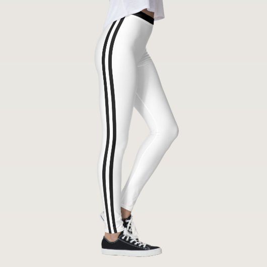 Zwarte Side Stripe Witte Leggings - Uw kleuren (Rechts)