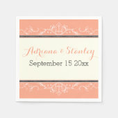 Zwarte siergrens koraal bruiloft servetten (Voorkant)