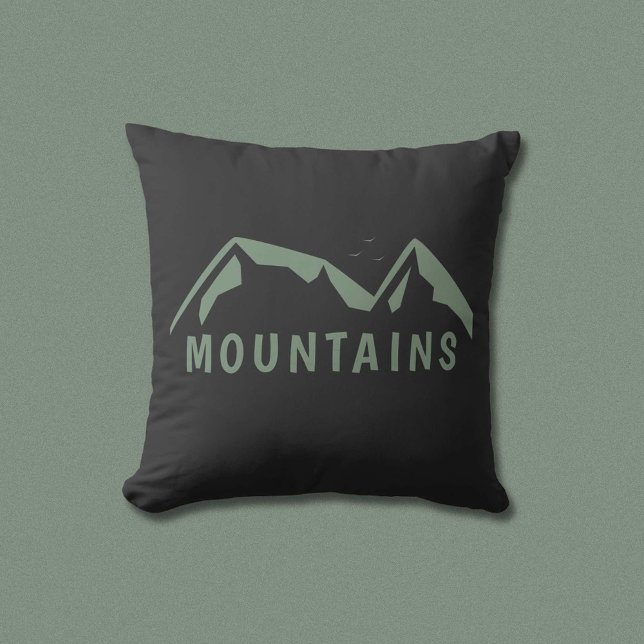 Zwarte Sierkussen van de Groene bergen (Green Mountains Black Throw Pillow)