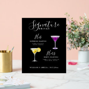 Zwarte Signature-drinks acryl bord, Zijn en hare Bord