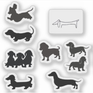 Zwarte Silhouet Dachshond Sticker