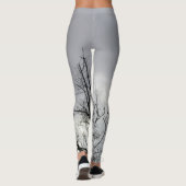 Zwarte Silhouet Takken Grijze Lucht Leggings (Achterkant)