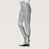 Zwarte Silhouet Takken Grijze Lucht Leggings (Links)