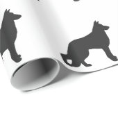 Zwarte silhouet van de Duitse herderhond Cadeaupapier (Rol Hoek)