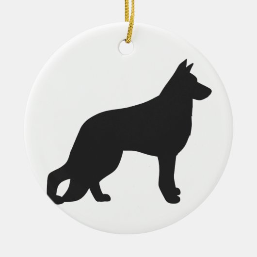 Zwarte silhouet van de Duitse herderhond Keramisch Ornament (Voorkant)
