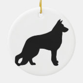 Zwarte silhouet van de Duitse herderhond Keramisch Ornament (Achterkant)