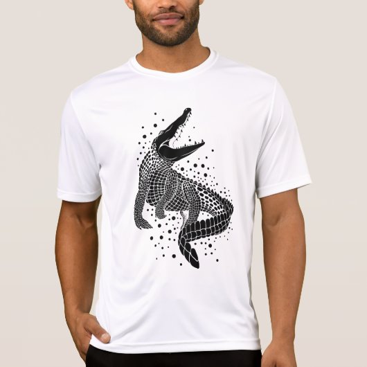 Zwarte silhouet van een krokodil t-shirt (Voorkant)