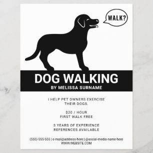 Zwarte Silhouet Van Hond Die Wandelen Zegt - Honde Flyer