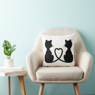 Zwarte Silhouet Van Twee Katten Die Van Elkaar Hou Kussen