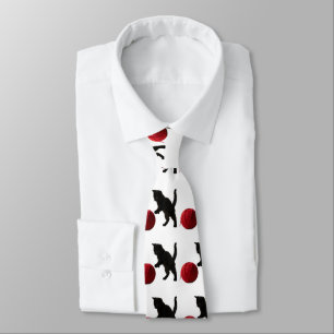 Zwarte Silhouette Kitty, met rode wollen Bal (Mult Stropdas