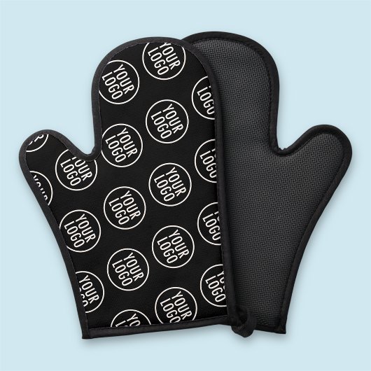 Zwarte Siliconen Oven Mitt met Custom Logo Pattern Ovenwant