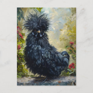 Zwarte Silkie Chicken Painting Briefkaart
