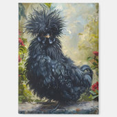 Zwarte Silkie Chicken Painting Magneet (Voorkant)
