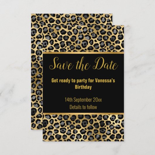 ZWARTE SILVER LEOPARD BEWAREN DATUM 2 RSVP (Voorkant / Achterkant)