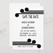 Zwarte Simple Deco Chic Save the Date Uitnodiging (Voorkant / Achterkant)